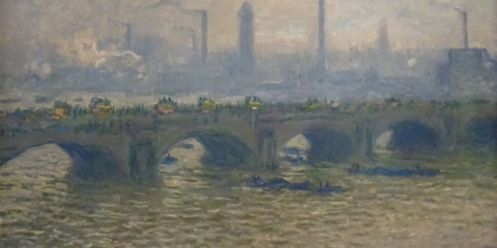 Claude Monet, Most Waterloo, Zataženo, 1903  -Claude Monet, Waterloo Bridge, Overcast, 1903 © Ordupgaard, Copenhagen / Photo Anders Sune Berg