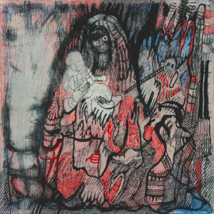 Josef Zlamal - Heaven Series VI, 2019, 12x12cm, kombinovaná technika na dřevě