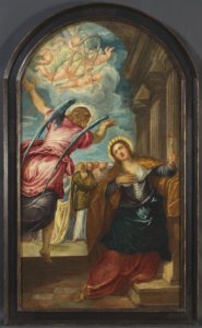 Jacopo Tintoretto, ‘Angel Foretelling the Martyrdom to Saint Catherine of Alessandria’, 1560 ca. Oil on canvas, 177,1 x 99,3 cm. Palazzo Ducale Venice, long-term loan. (photo via: 
Redazione Lineadacqua)