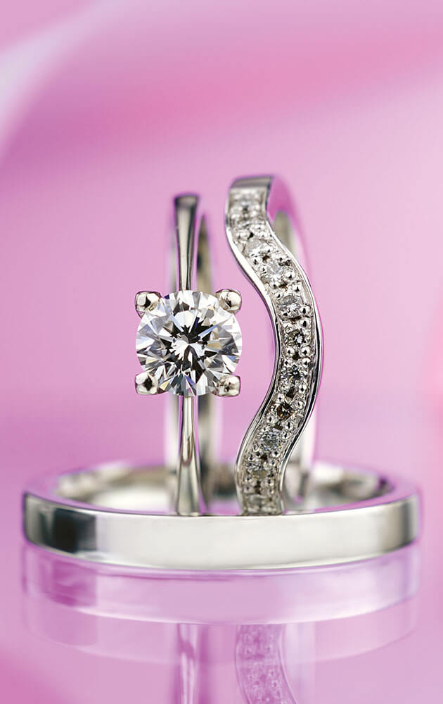 Svatební Sada Zásnubního A Snubního Prstenu Z Bílého Zlata S Diamanty Esterstyl WEBSIZE