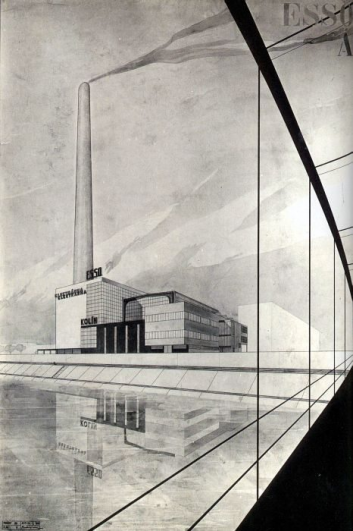 Jaroslav Fragner, První varianta elektrárny ESSO v Kolíně, 1929


