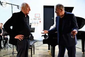 Frederic Rzewski a Petr Kotík, Ostrava 2019, foto Ostravské centrum nové hudby