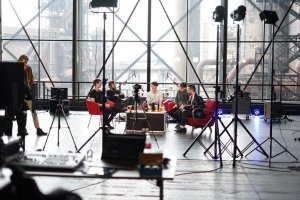 Rozhovor s kapelou February v aule Gong – oblast Dolních Vítkovic, Ostrava. / foto: Šimon Stejskal