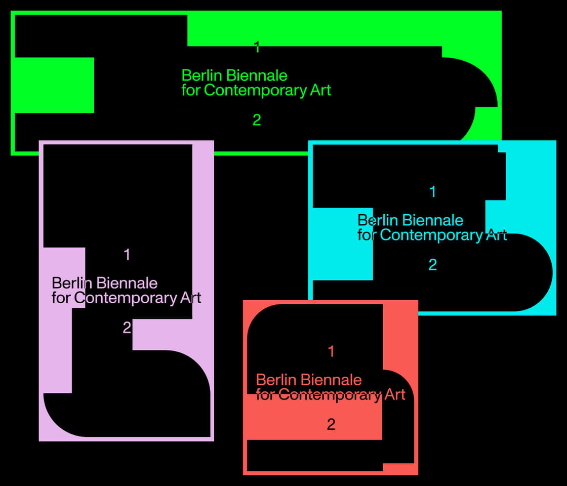 Visual identity, 12th Berlin Biennale for Contemporary Art, 11.6.–18.9.2022, Martin Wecke Design Code Lab & MBI Graphic & Type Design Fabian Maier-Bode