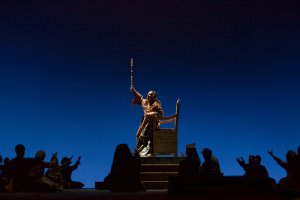 A scene from MussorgskyÕs ÒBoris GodunovÓ with Ren Pape as the title role. 
Photo: Ken Howard/Metropolitan Opera  

Photo taken during the rehearsal at the Metropolitan Opera in New York City on October 6, 2010.