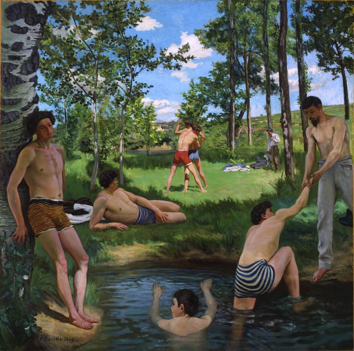 Frédéric Bazille : Letní scéna, 1869, Fogg Art Museum, Cambridge, Massachusetts.