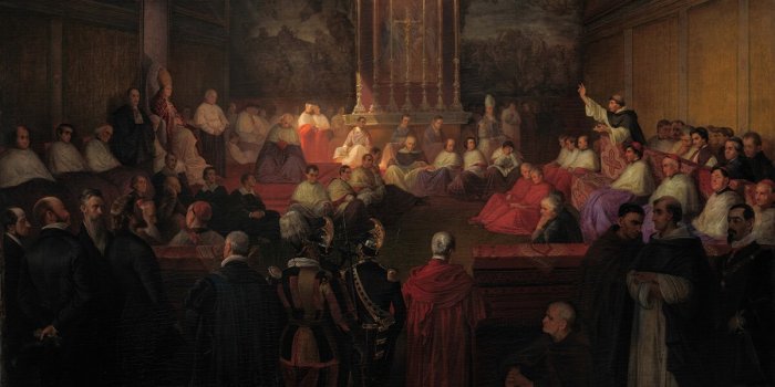 Julius Muhr, Přípravná schůze k beatifikaci Jana Sarkandera, 1853–1855, olej, plátno, Arcibiskupství olomoucké.