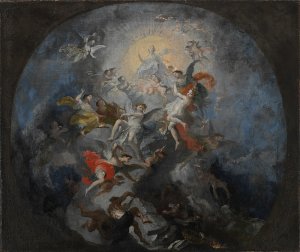 Maulbertsch Franz Anton
	O 696  		Triumf Boží moudrosti, 1793	  				
			 - středová kompozice z Filozofického sálu
	olej, plátno, v.55,5 cm, s.66,3 cm	67 x 78 cm