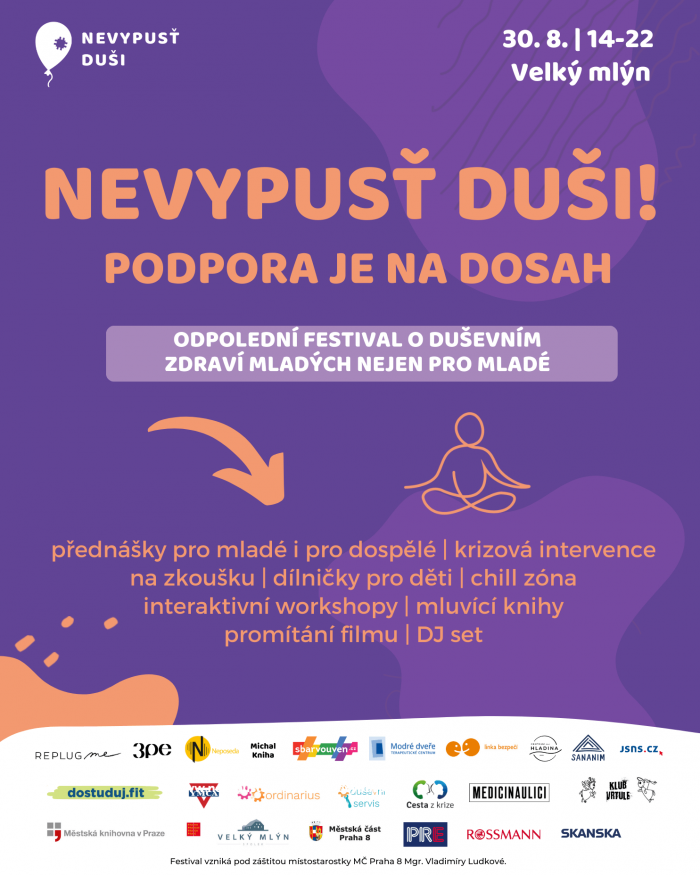 Festival „Nevypusť Duši! Podpora Je Na Dosah“ Proběhne 30. Srpna Ve Velkém Mlýně