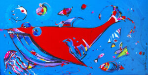 Věra Krumphanzlová - Jonášek v tlamě červené velryby - obchod.art/autor-dila/krumphanzlova-vera/