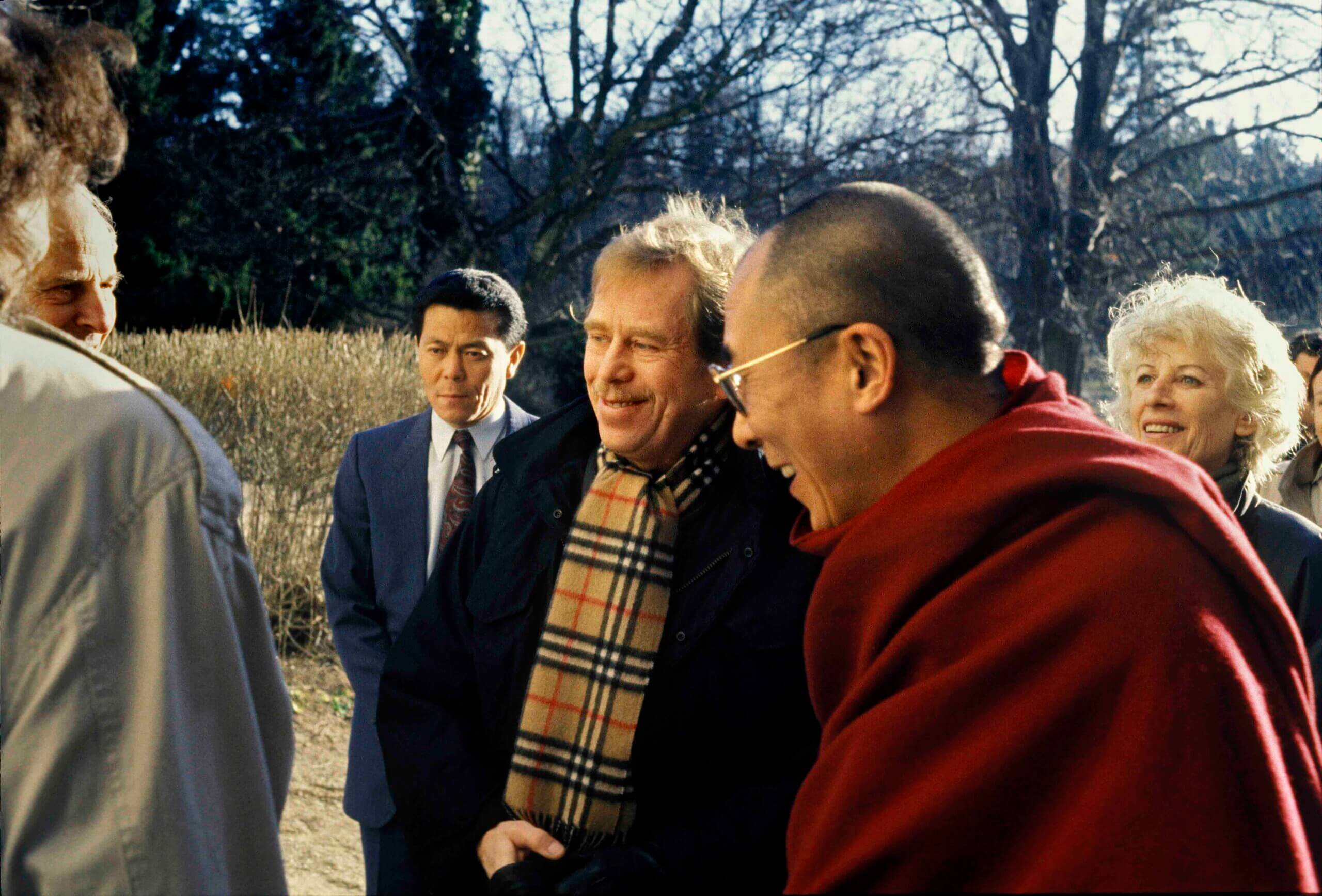 Václav Havel, dalajláma, Olga Havlová. Foto Stanislav Doležal